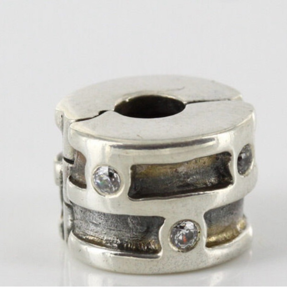 Pandora sterling silver and clear CZ clip. Retired.